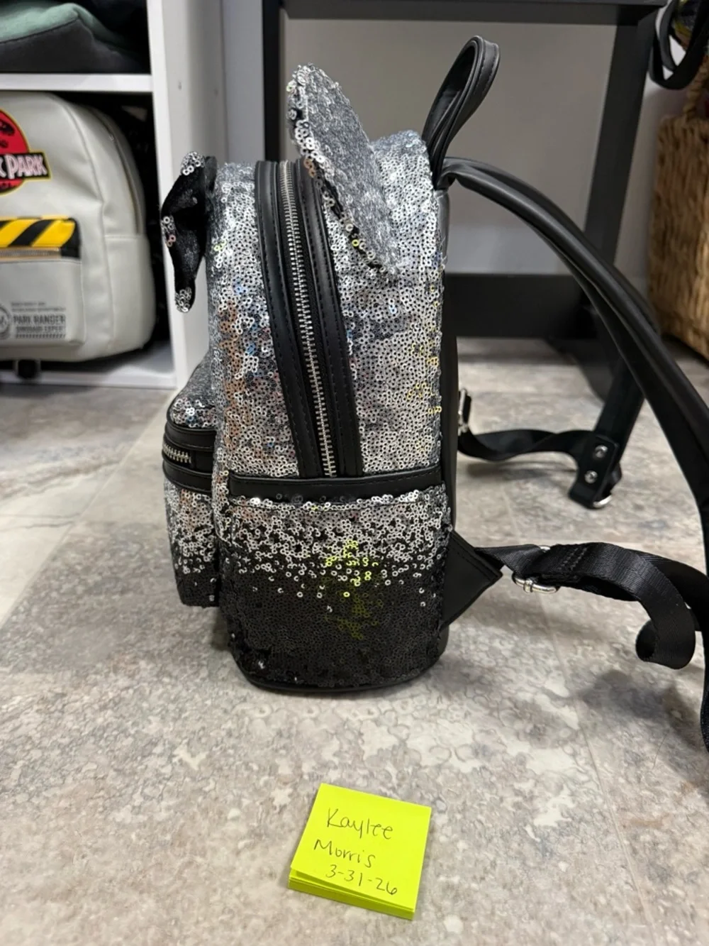 Loungefly Silver and Black Sequin Backpack - Picture 3 of 9